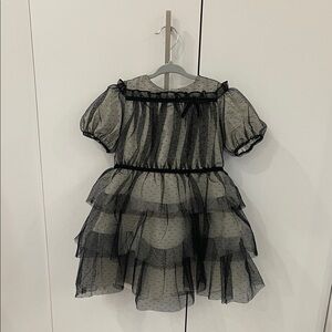 Janie and Jack Black Sheer Polka Dot Dress Size 5 New with Tags